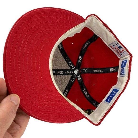New Era 59Fifty St. Louis Cardinals Fitted Hat Solid Red MLB Cap Sz 7 1/8 3214 - Picture 4 of 11